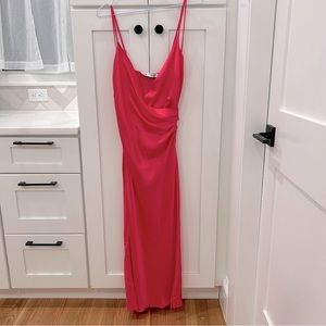 Zara Hot Pink Silky Spaghetti Strap Dress